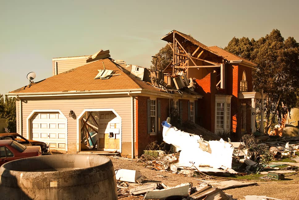 An exploded home from a water heater.