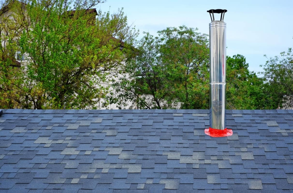 This is a great example of a stainless steel chimney flue on a rooftop.